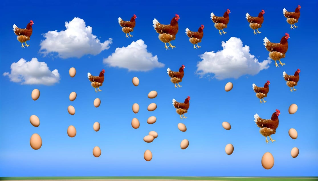 chickens dropping huge amounts of eggs from sky-1